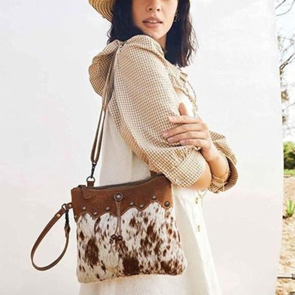 Handbags - HANDMADE Small Zip Top Brown Cowhide Shoulder Bag
